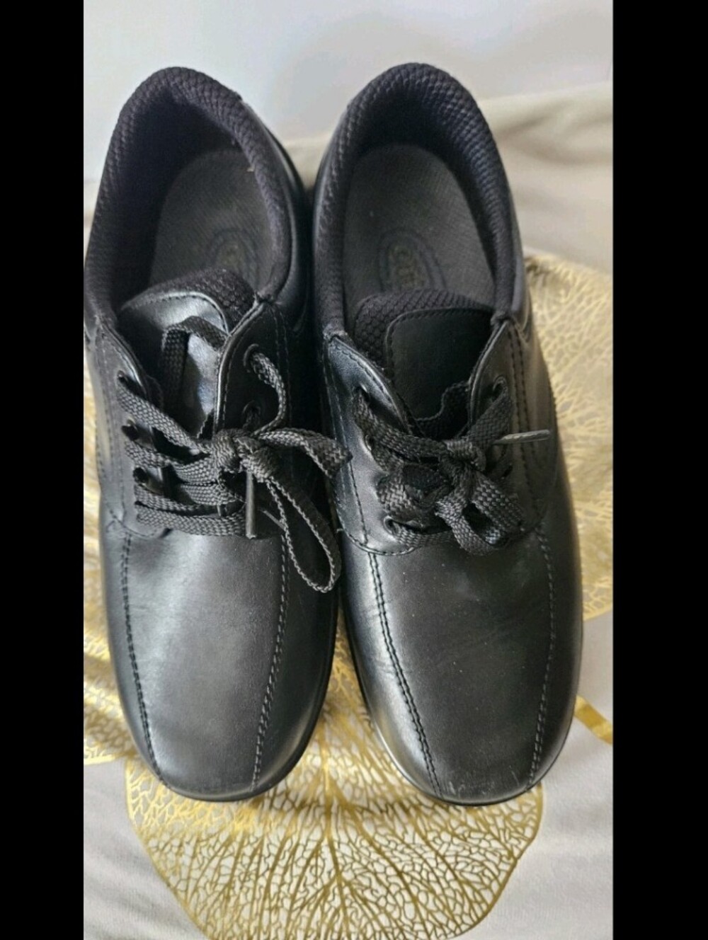 Orthofeet Women's Orthopedic Black Leather Diabetic Lace up Shoes 7.5